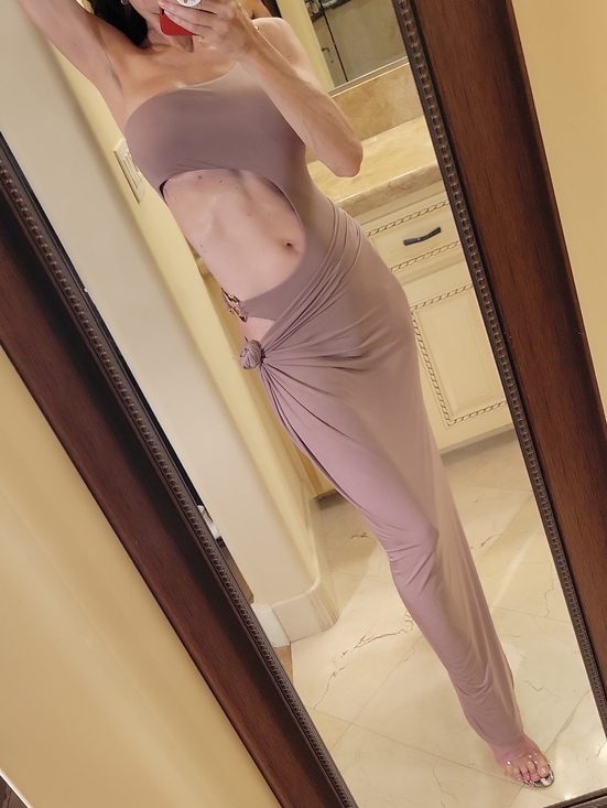 K Too Dresses & Skirts - K TOO Mauve Cutout Maxi Dress with Side Knot and Gold-tone Hardware,  S
